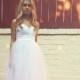 Floor length wedding dress tulle skirt lace bodice summer beach wedding