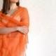Orange Scarf Nectarine Linen Shawl Koi Lace Wrap Bridesmaids Stole Knitted Sheer Lace Scarf