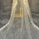 Wedding Veil, Bridal Veil, cathedral veil, Alencon Lace veil 3 meters veil, white veil, ivory veil, hand-beaded veil pearl sequins veil veil