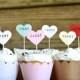 SWEET heart cupcake toppers, 12 hand stamped picks - the ORIGINAL handstamped hearts in red, white, pink, kraft, mint or vintage paper