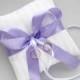 White Wedding Bearer Pillow, Purple Ring Cushion