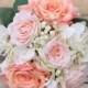 Silk Wedding Bouquet, Wedding Bouquet, Keepsake Bouquet, Bouquet Peach Rose , White Hydrangea And Babies Breath Wedding Bouquet