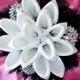 11" Diamonds in the sky Bridal Brooch Bouquet - Calla Lilies, Ostrich Feathers and Bling + FREE Groom Boutonniere