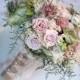 Brides Wedding Bouquet, Sola Roses, Handmade Fabric Flowers, Lace Flowers, Blush Pink Bridal Flowers, Sage Green, Natural Wedding Flowers