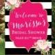 Shower Welcome Sign Large Welcome Sign Baby Shower Welcome Sign Floral Bridal Sign Pink Shower Sign, Black White Stripes The Kate