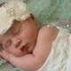 Ivory & Champagne Headband with Pearl Rhinestone -  Vintage Shabby Chic Style - Newborn Infant Baby Toddler Girls Adult Wedding