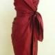 Maria Severyna Burgundy Dupioni Wrap Dress - Mother of the Bride - Available in many colors