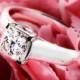 18k White Gold Comfort Fit "X-Prong" Solitaire Engagement Ring For Princess Cut Diamonds