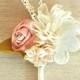 Wedding Fabric Bouquet - Bridal Bouquet, Bridesmaid Bouquets ,flower Girl Bouquet, Rustic Bouquet, Mint Peach Bouquet