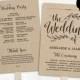 Printable Wedding Program Template, Fan Wedding Program, Kraft Paper Program, Wedding Fans, Editable text, 5x7, Wedding Calligraphy
