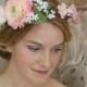Bridal hair wreath, Hair wreath, Cream rose crown, Flower headband, Wedding headpiece, Bridal hair accessories