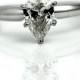 Pear Cut Diamond Vintage Engagement Ring .81ctw GIA Diamond Wedding Ring 14K White Gold Solitaire Teardrop Diamond Ring Size 6.5!