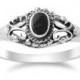Cute Engraved Design with Black Onyx Solid 925 Sterling Silver Black Onyx Ring Black Stone Ring, Black Promise Ring Ladies Gift