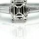 Emerald Cut Diamond Engagement Ring 1.08ctw Platinum Emerald Cut Engagement Ring Tapered Baguette Diamond Engagement Ring
