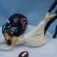 Wedding Cake Topper Houston Texans G Football Themed w/ Garter Groom Pulling Bride Away Humorous Sports Fans Unique Original Reception Item