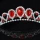 Stunning 3 Piece Red Rhinestone Teardrop Tiara Comb Necklace Drop Earring Set - Bridal Wedding Flower Girl Princess Birthday Photo Prop