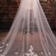 Luxury wedding veil Cathedral veilBridal veill off white veil  lace veil two tiers veil with comb ivory veil in handmade 3.5meter