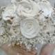 Rustic Wedding Bouquet, Cream, Ivory, Sola Wood, Flower Bouquet, Bridal Flowers, Burlap Bouquet, Bride's Bouquet, Wildflower Bouquet