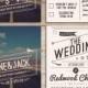 Retro Wedding Invitation Set - American Design, Rockabilly Style in Blue & Cream with RSVP postcard - roadtrip desert design