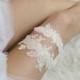 Romantic Cream Beige Ivory Lace Garter Set, Cream Lace Embroidery applique Bridal Wedding Lingerie Garter Belt Honeymoon Keepsake