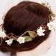 Wedding Floral Crown, Bridal Head Wreath, Flower Girl Wreath, Ivory Hair Crown, Woodland Floral Head Wreath