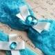 Aqua wedding garter, blue garter, mint garter set, blush garter, crystal garter set, toss garter set, garter set, something blue garter