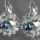 Blue Shade Crystal Halo Earrings Swarovski Rhinestone Sparkly Hypoallergenic Leverback Earrings Wedding Bridal Jewelry Bridesmaid Earrings