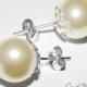 Pearl Stud Earrings 925 STERLING SILVER 10mm Ivory or White Pearl Bridal Earrings Swarovski Pearl Wedding Earring Bridal Pearl Stud Earrings