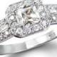 Ireland's Princess Cut CZ Vintage Style Ring Halo Wedding Ring Engagement Ring Proposal Ring Ireland Design Ring Fashionable Ring Size 4-11
