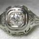 Antique Engagement Ring Art Deco Engagement Ring OEC Diamond Ring 14K White Gold Ring 1920s Engagement Orange Blossom Ring