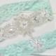 Mint green garter set, wedding bridal garter set, lace garter set,wedding garter set