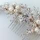 Crystal and Pearl Bridal Hair Comb, Wedding Hair Comb, Ivory & Champagne Pearl, Crystal Hair Comb, Swarovski Crystal, Bridal Headpiece,