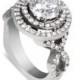 DIAMOND ENGAGEMENT Ring 2.18 ct. tw. Double HALO Platinum Ring w 1.51 ct Round Diamond center stone