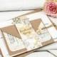 Floral wedding invitation - mint kraft pastel - belly band bundle