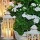 White Flowers, Ferns And White Lanterns ~ Beautiful Entrance To A Summer Party.
