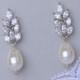 Crystal and Pearl Drop Earrings, Crystal Bridal Earrings, Ivory Pearl Earrings, Bridal Jewelry, Wedding Jewelry, SANDRA