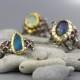 Raw Stone Ring, Blue Ring, Raw Opal Ring, Boho Wedding Ring, Opal Engagement Ring, October Birthstone, 24K Gold Silver Ring, Opal Wedding