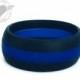 TOUGH LOVE - Black with Thin Blue Line (Thick band) - Premium Silicone Wedding Rings