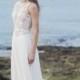 Beach sheer lace & silk chiffon Wedding Dress, New 2016 Stunning Bohemian Wedding Dress, open back wedding dress