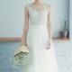 Chloe - Sheer Illusion Tulle Lace Wedding Dress with Train