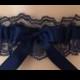 Navy Blue Lace Wedding Garter, Bridal Garter, Prom Garter, Garter Belt, Lace Garter