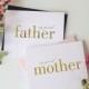 Gold Foil Card to Mother or Father - To My Special Mom or Dad - Special Occasion Card - Wedding Day Card - Single or Set, REAL FOIL