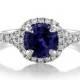 Vibrant 1.05ct Center Round Blue Sapphire and Diamonds EFVSS1 .27tcw Engagement Ring
