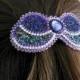 Gift for her Christmas handmade Beaded Barrette hair accessory butterfly Green and purple Button Swarovsky