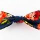 Magnetic Bowtie - Botanical Floral Navy / unique Christmas gift / botanical wedding bow tie / floral bow tie / men's gift idea / prom bowtie