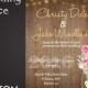 Rustic Mason Jar Wedding Invite Wooden Lights Roses Digital Printable Wedding Invitation Bridal Shower