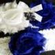 University of Kentucky Wildcats Stretch Lace Wedding Garter Set with Blue and White or Ivory Flowers