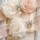 Blush Lace Wedding Garter Set, Cream Bridal Garter Set, Lace Garters, Vintage Garters - Blush Lace, Cream and Nude Flower Garter