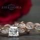 1.5 CT Princess Cut Engagement Ring band set in Solid 14k Rose Gold Bridal Wedding Set Engagement Set Lab Created Diamond Fancy Design