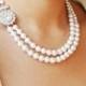 Pearl Bridal Necklace, Vintage Wedding Necklace, Art Deco Bridal Jewelry, Swarovski Crystal Pearl Necklace, Great Gatsby, Victoria